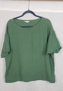 Blusa Top Eileen Fisher XL Verde Algodón Orgánico Gasa Informal Vacaciones Resort - Imagen 1 de 8