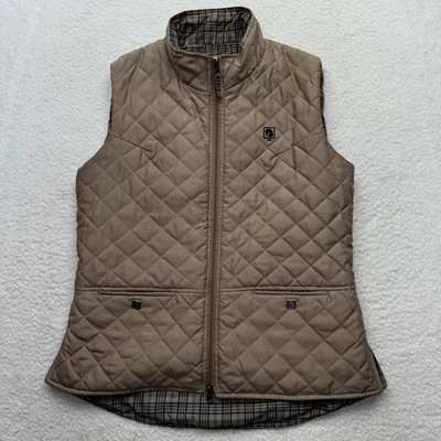 Chaleco ROMFH Mujer Medio Bronceado Acolchado Forrado a Cuadros Ecuestre Equitación Cremallera Chaleco Foto 1 de 4