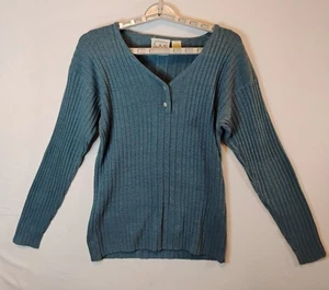 Anthropologie Damen Pullover Blau Large Seide Gerippt Henley - Bild 1 von 9