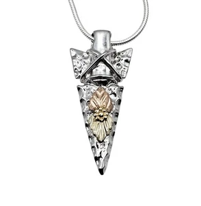 Black Hills Gold Sterling Silver 10K 12K Gold Leaves Arrowhead Pendant Necklace - Picture 1 of 9
