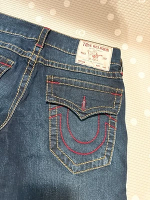 True Religion Ricky Big T Flap Straight Jeans Dark Mahogami Wood Wash 30x30 (B2) - Image 1 of 4