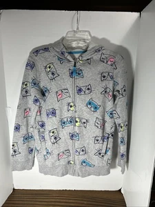 Cat & Jack Kids Girls Colorful Cat Cozy Full Zip Hoodie Heather Gray XL 14/16 - Picture 1 of 10