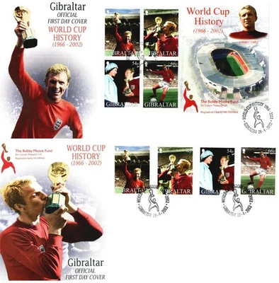 Gibraltar 2002 World Cup History Stamps & MS FDC First Day Cover Bobby Moore - Image 1 of 3