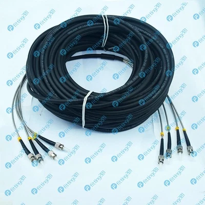 50M Field Outdoor Fiber Patch Cord ST-ST 4 Strand 9/125 Single Mode - Image 1 of 2