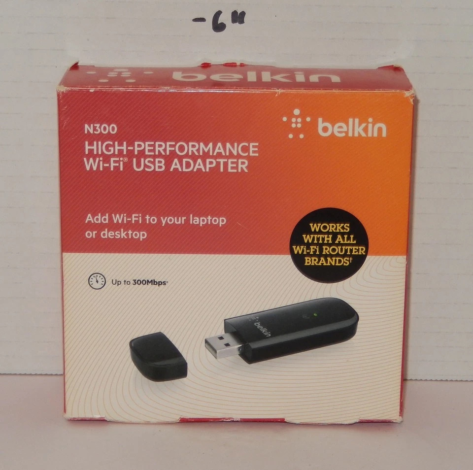 Belkin N300 Wireless 802.11b/g/n Wi-Fi USB Adapter F9L1002 High Performance - Image 1 of 4