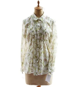 Blusa Top PENDLETON Transparente Mujer Estampado Floral Botones Mezcla de Lino Talla 6 - Imagen 1 de 8