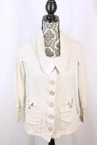 Anthropologie Dolan size S Small Cardigan Sweater Button Front Beige - Picture 1 of 6