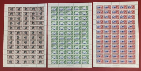 Cayman Islands, Scott #85-87, 3 Sheets, 60 Stamps Each, Mint, Never Hinged, V.F Cover