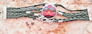 Liebe verstellbar schwarz Kunstleder Kordel Baum des Lebens Glas Cabochon Armband - Bild 1 von 5