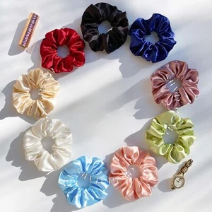 Luxury Satin Scrunchies 9 Pack Satin Hair Ties for thick & curly Hair Scrunch... - Picture 1 of 8
