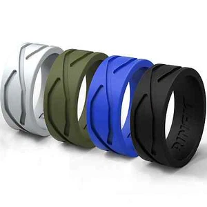 Men Silicone Ring | Wedding Band - 4 Rings Pack- Rinfit  Grade Rings  - Picture 1 of 12