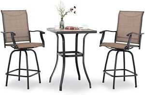 Outdoor Patio Table Chair Set Swivel Counter Height Chair Tall Bar Chairs Stools