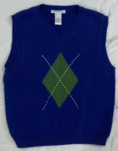 Janie & Jack Boys Sweater Vest Blue w/ Argyle Accent Size 6 in EC Rowing Crew - Picture 1 of 6
