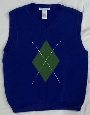 Janie & Jack Boys Sweater Vest Blue w/ Argyle Accent Size 6 in EC Rowing Crew - Image 1 of 4