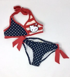 Hello Kitty Girls Patriotic American Flag Bikini Size Extra Small - Picture 1 of 4