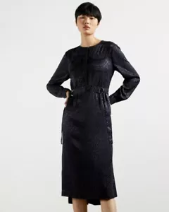 Abito Ted Baker W Kinzley Animal Jacquard blu scuro taglia 2/UK10 nuovo cartellino prezzo di listino £ 179 - Foto 1 di 12