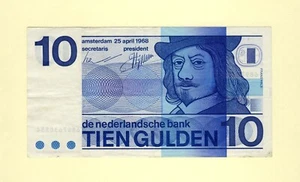 NETHERLAND NEDERLAND HOLLANDE 10 TIEN GULDEN 25 APRIL 1968 P-91b VF++ KINGDOM - Picture 1 of 2