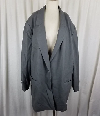 Chaqueta Blazer de Lana con Botones Únicos para Mujer Roaman's Talla 32W Talla Grande Pizarra Foto 1 de 4