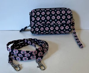 Vera Bradley Bag All in One Crossbody Wristlet Wallet Navy/Pink - Picture 1 of 8