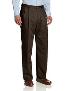 NEW MENS HAGGAR GENUINE KHAKI FLAT CLASSIC FIT BEAN BROWN DRESS PANTS 32 X 32 - Picture 1 of 1