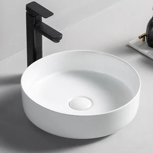 Fregadero de recipiente de baño redondo de 14 pulgadas sobre encimera fregadero de recipiente pequeño sin fauce - Imagen 1 de 7