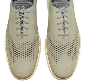 Sz 11.5 COLE HAAN GRAND. OS Men's Walking Shoes Perforated Sneakers Gray Suede - Picture 1 of 20