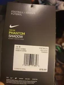 Nike GK Phantom Shadow Goalkeeper Gloves Size 6 White Black Pink (CN6758-101) - Picture 1 of 6