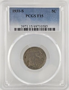 1931-S Buffalo Nickel PCGS F15 Nice for Low Ball Registry (585) - Picture 1 of 2