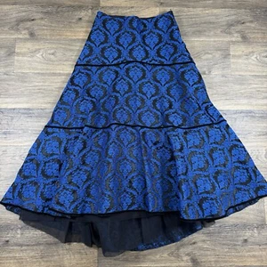 Shrine Of Hollywood Tapestry Vintage Goth Black Blue Maxi Skirt Sz S Long - Picture 1 of 13