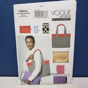 VOGUE PATTERNS ACCESSORIES V8802 Tote & Electronic Device Cases ONE SIZE UNCUT - Picture 1 of 3
