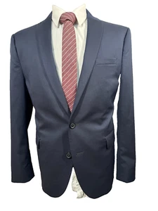 J.FERRAR Mens Navy Blue SLIM FIT PEAK LAPEL Suit Sport Coat Blazer Jacket 42S - Picture 1 of 9