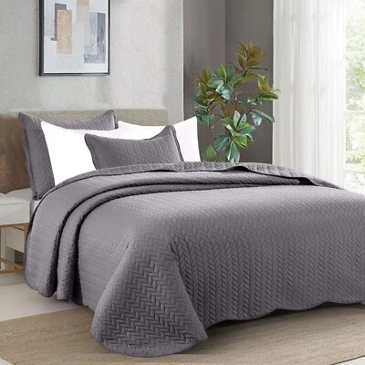 Роскошный комплект покрывал из 3 предметов стеганое постельное белье покрывало двуспальная кровать королевский плед - Изображение 1 из 4