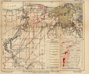 Cleveland Oil & Gas Field Map Cuyahoga County Ohio - Picture 1 of 2