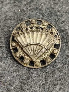 Vintage Antique Metal Pierced Button FANCY FAN DESIGN Intricate 1.5" - Picture 1 of 5