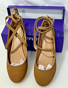 Top Moda Brea-3 Strappy Ballet Flat Shoes Women’s Size 8M Beige Nude Tan ~ New - Picture 1 of 7