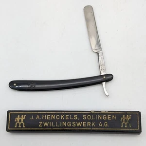 Vtg J.A. Henkels 89 1/2 Zwillingswerk Solingen Black Straight Razor w/ Box - Picture 1 of 12