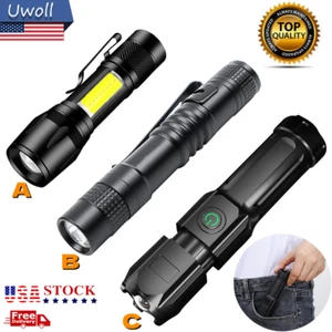 Tactical Flashlight Small LED Torch Light Mini Super Bright Penlight USB COB - Picture 1 of 33