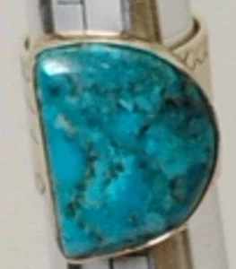 Anello Desert Rose Jay King DTR Mine Finds turchese sterling fascia incisa taglia 6 - Foto 1 di 7
