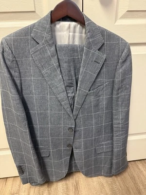 Suitsupply 亚麻格子 2 件套 38 码 — 第 1/4 张图片