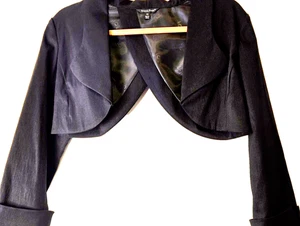 Blazer Bolero donna XS nero LS foderato stravagante glam chic festa ballo top nuovo senza etichette - Foto 1 di 9