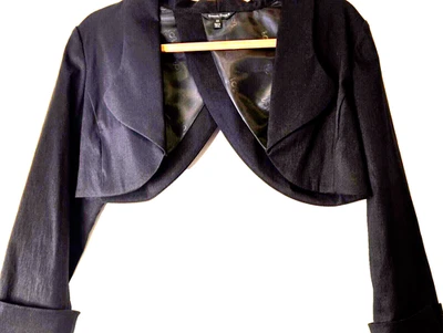 Bolero Blazer Womens XS Black LS Lined Whimsigoth Glam Chic Party Dance Top NWOT - Image 1 of 4