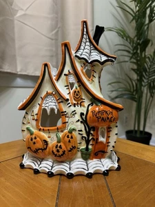 Blue Sky Clay works Halloween PUMPKIN PALACE Tea Light House~ Heather Goldminc - Picture 1 of 6