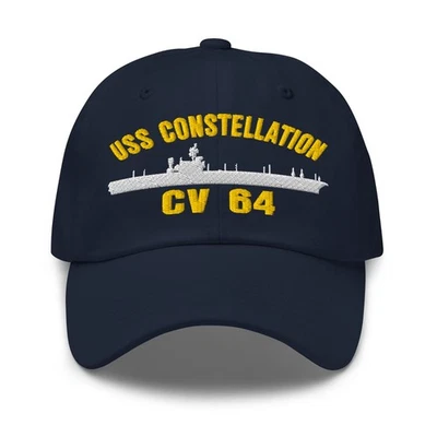 USS Constellation CV 64 Embroidered Dark Navy Adjustable Classic Dad Hat - Image 1 of 4