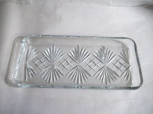 ROGASKA CRYSTAL TRAY RICHMOND 13" RECTANGULAR FAN CUTS NOTCHED RIM 1989 - 2009 - Picture 1 of 8