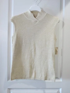Coldwater Creek NEU Silk Stretch Gold Mock Neck Ribbed Pullover Tank Sweater S - Bild 1 von 14