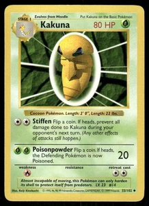 Pokemon Tcg Kakuna [Shadowless] #33 LP - Picture 1 of 2