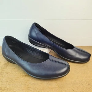 Hotter Robyn Women's US 8.5 EU 40 Navy Blue Leather Slip On Ballet Flats Comfort - Picture 1 of 13