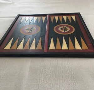 VTG 02’ Wooden Backgammon Game Board Wall Art “Playing On The Past” Hanging Art - Picture 1 of 14