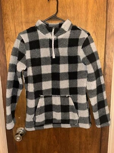 Cat & Jack : Gray/Black Fleece Like Plaid Sweat Shirt Boys 10/14 (L) - Picture 1 of 3