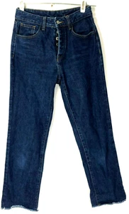 J gault Shanghai RR005 Women's Straight leg Unhemmed Button Fly Jeans Size M - Picture 1 of 5